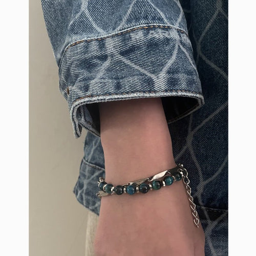 Bracciale con pietra occhio di tigre blu NOVA Fortis - YUYU Collection