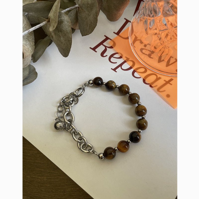 Bracciale con perle di pietra intrecciate TITAN Sempiternus - YUYU Collection